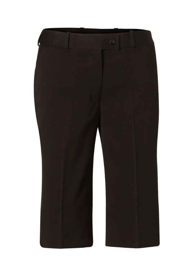 Women's Stretch Knee Length Flexi Waist Shorts - Black